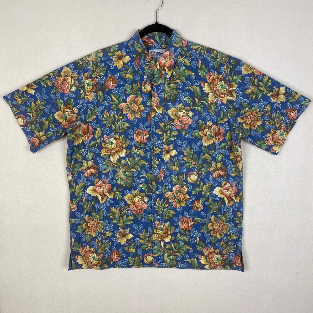 Vintage Reyn Spooner Shirt Mens L Aloha Short Sleeve Button Down All Over Print